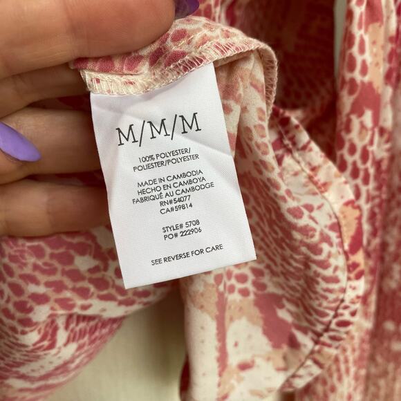 Cabi Ombre Pink Snakeskin Print Long Sleeve Career Blouse In Size Medium - Picture 4 of 9